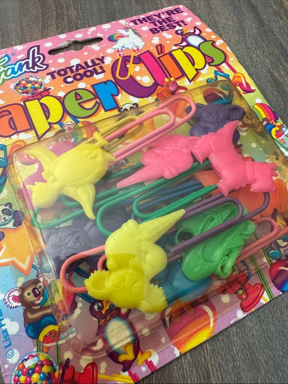 New old Stock Vintage Lisa Frank Rainbow Paper Clips - Bright Multicolor Shapes
